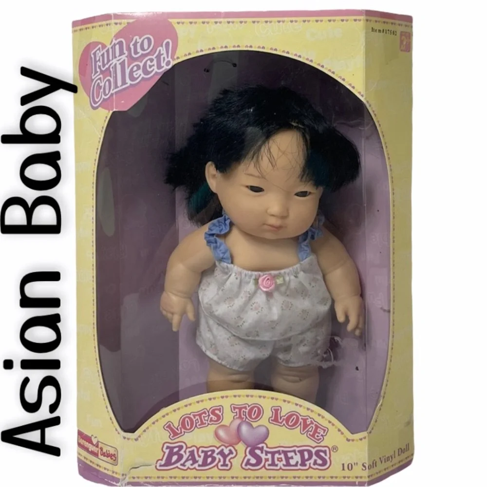 Rare Vintage Doll Y2K Toys Lots To Love Asian Baby Ethnic Brown Hair Blue Pink